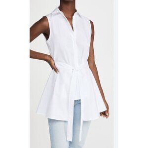 ROSETTA GETTY Apron Wrap Cotton Shirt White Sz 6 Avantgarde Designer Minimalist